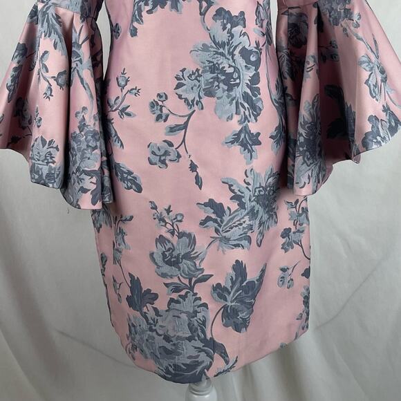 Badgley Mischka Powder Pink With Blue Floral Royal CastleCore Dress NWOT Size 6 - Picture 4 of 15
